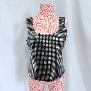 Vintage Y2K Georgiou Studio Metallic‎ Silver Clubwear Cocktail Party Tank Top M